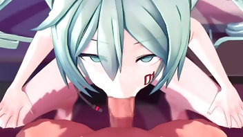 The popular idol Hatsune Miku loves to suck penises! MMD - By Nubilia