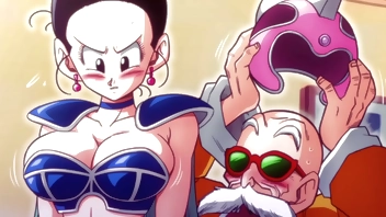 Kame Paradise 2 - Chi Chi gives Roshi a handjob