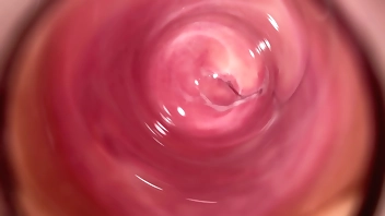 Camera deep inside Mia's tight creamy pussy