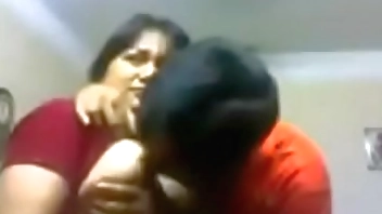 My aunty kissing me and boobs pressing