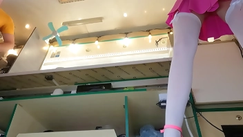 Hot 18 yo sexy chick voyeur hidden camera upskirt at work