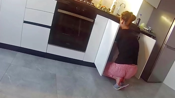 Real cheating. Wife fucks a neighbor in the kitchen.