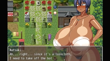 Tanned Girl Natsuki [ HENTAI Game ] Ep.11 the village chief masturbate on her while she is changing in public !