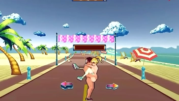 Cute lady in roller skates having sex with men in Rollerbabe new hentai game