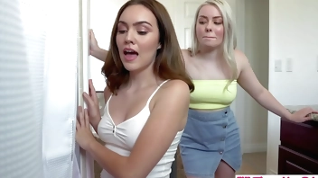 Haley Spades & Freya Parker Participate in Stepbro's Shower Curtain Glory Hole Shenanigans
