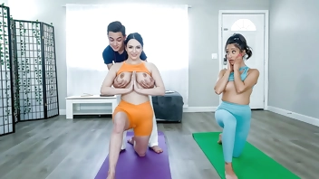 Hot Teen and Gorgeous Milf Hire a Freeuse Yoga Trainer - Momslave