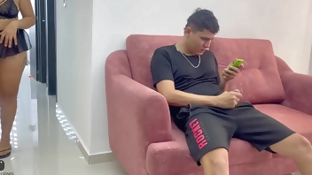 If you don't fuck me hard I'll tell my husband that you masturbate to my photos. Latina MILF stepmom gets fucked hard by greedy girl. H.L.