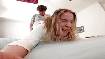 Wife films her stepson fucking her ass so she can give the vid to her cheating husband