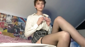 Pervy Cutie Alisa Che Ends All Wet After Diddling Hard!