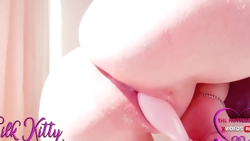 Extra close up ASMR female masturbation with toy. Passionate moanings and huge orgasm