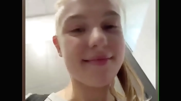 Creampie pussy. Squirting in public and fingering