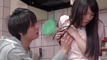 Virgin Japanese Teen seduce to Creampie Fuck by Classmate when home alone