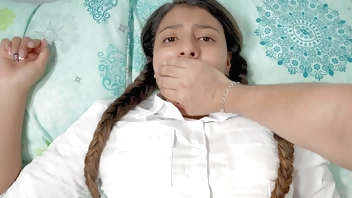 Shh shh don't go screaming! - Stepbrother fucks his stepsister when they are alone at home.