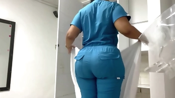 Oiled big ass patient recorded in office