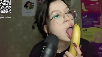 ASMR sucking a big fat banana
