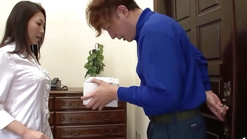 Japanese Mature Step Mom seduce Virgin Boy to Fuck and Cum inside her