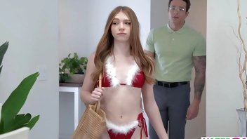 Hot petite stepsis Myra Moans finally convinced by stepbros big dick