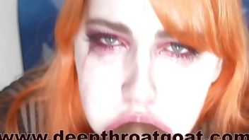 Hard Deepthroating Bad Dragon Causes Runny Teary Eyes