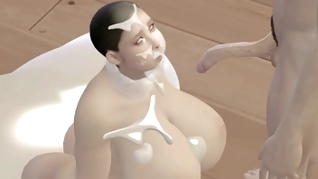 Big-Ass Bitch Bounces on Friend Dick and Catches Cum on Her Face (And She Likes It) Hentai 3D