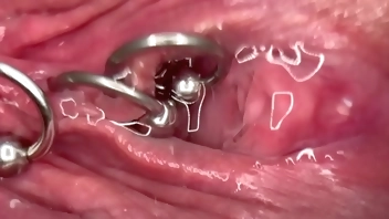 Really Close Up Macro my Pierced Clit and Pussy until get Very Wet and PEE go to inside my Pussy