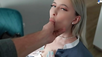 Credit For Cum on Mouth. I Came To Take The Exam To The Teacher, and He Fucked Me Hard