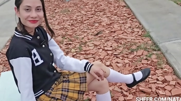 fucks with the neighbor who invited her to his house to eat ice cream and gave her something else.