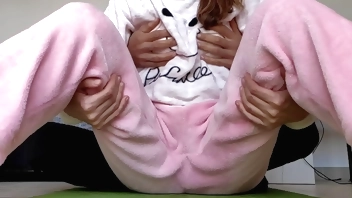 teasing small tits and wet horny pussy 18yo stepsister  in pajama