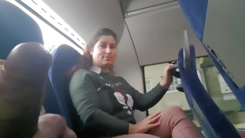 Exhibitionist seduces Milf to Suck & Jerk his Dick in Bus