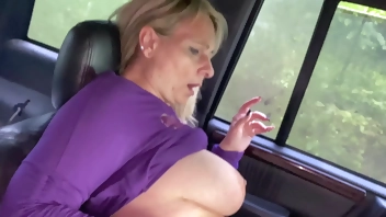 I love getting my ass fucked in the car by my husband's big cock