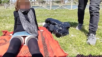 Pussy flash - Stepmom caught by stepson at public park masturbating in front of everyone - MissCreamy