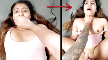 Shh shh don't go screaming! - Stepbrother fucks his stepsister when they are alone at home.