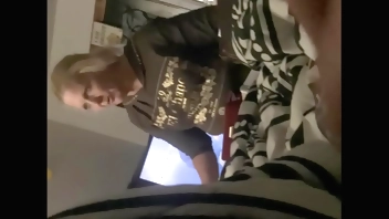 Susin trying hard to not look at my cock