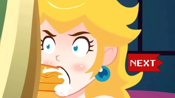 Princess Peach Very sloppy blowjob, deep throat and Throatpie - Games