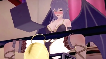 3D Hentai: Succubus treats her slave to drinking and playing