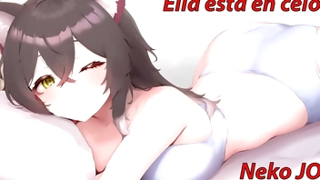 Maullidos y orgasmos incluidos. JOI gatuno con tu novia Neko en celo. Voz española.