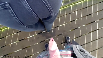 risky public outdoor quickie with girl in jeans ends with cum on floor, projectfundiary