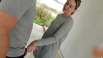 Cute German Teen caught Worker Jerk and tricked in MMF 3Some at Public Building