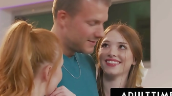 ADULT TIME - College Cuties Myra Moans And Madi Collins Compete For Attention In FIRST THREESOME!