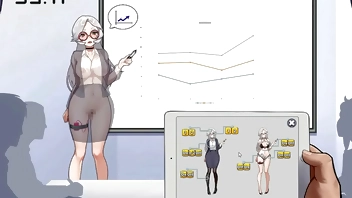 Silver haired lady hentai using a vibrator in a public lecture new hentai gameplay