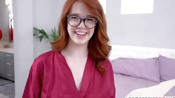 Redhead MILF rewards stepson with sex