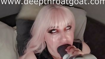 E Girl Deepthroats Huge Bad Dragon Dildo And Cries Black Tears