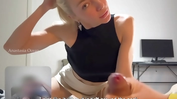 My stepmom is watching how my husband jerking and cum. Family video call.