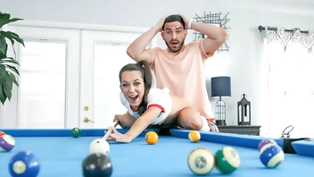 Step Siblings Play Pool and Whoever Wins Doesn't Have to Clean for A Month - Fuckanytime