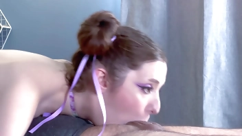 I Suck His Long Hard Cock Balls Deep Till he Nuts in my Throat!