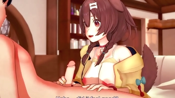 [Hololive] Inugami Korone решила полизать палочку своего любимого подписчика после стрима у себя в квартире! ~ (короткое)