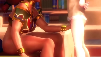 Lesbian Princess Zelda Serves Lady Urbosa 3D Hentai
