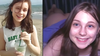 Hooking Up At The Beach - Cutie Makes Him Cum THREE TIMES !