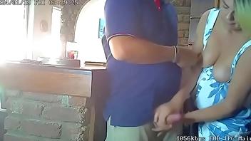 Waitress at bar caughtjerking of her manager