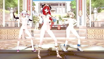 Genshin Impact: 【MMD】EVERGLOW - Adios REMAKE (Nilou, Ayaka, Barbara)