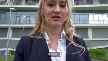 Public Agent Hot hotel worker fucks a big fat cock in a public washroom in POV